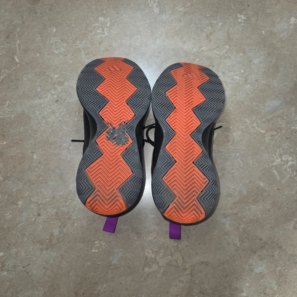 Adidas Shoes Men 6 Women 7 Black Purple Orange Basketball Sneakers Cushioned